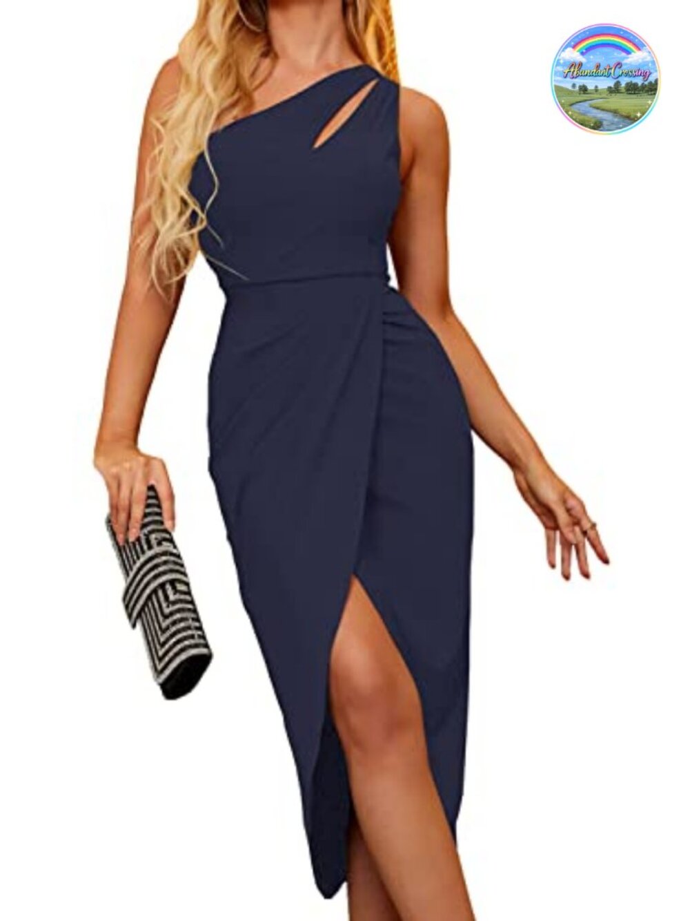 One Shoulder Ruched Midi Dress Sleeveless Cocktail Party Formal